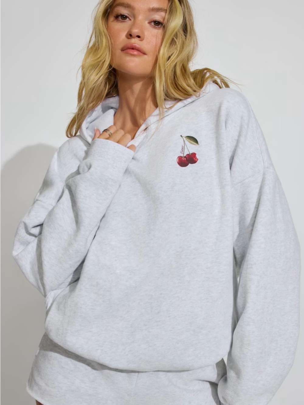 Garage Light Gray Hooded Pullover “Sour Cherry”